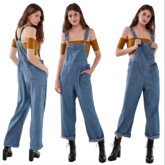 BDG Denim - BDG Urban Outfitters Zip Pocket Train Striped Denim Overalls Women's Size Small